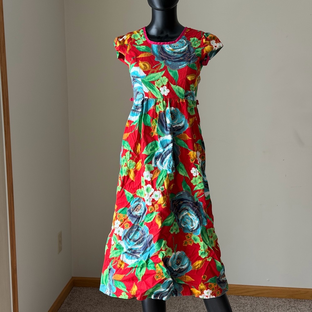 Floral‎ Red Midi Dress